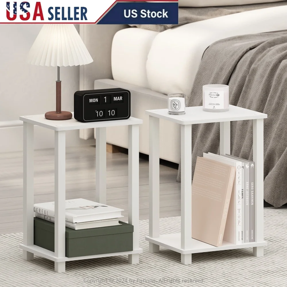 

Compact Nightstand Set of 2 Minimalist Bedside Table with Open Shelf Durable Particle Board Small Spaces Storage Solutions