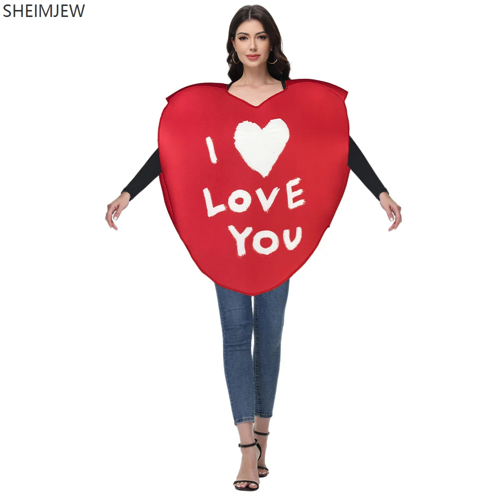 

Love Valentine's Day Costume Couple Heart-shaped Sponge Costume Red Love Wedding Suit Party Cosplay Stage Performance Bodysuit