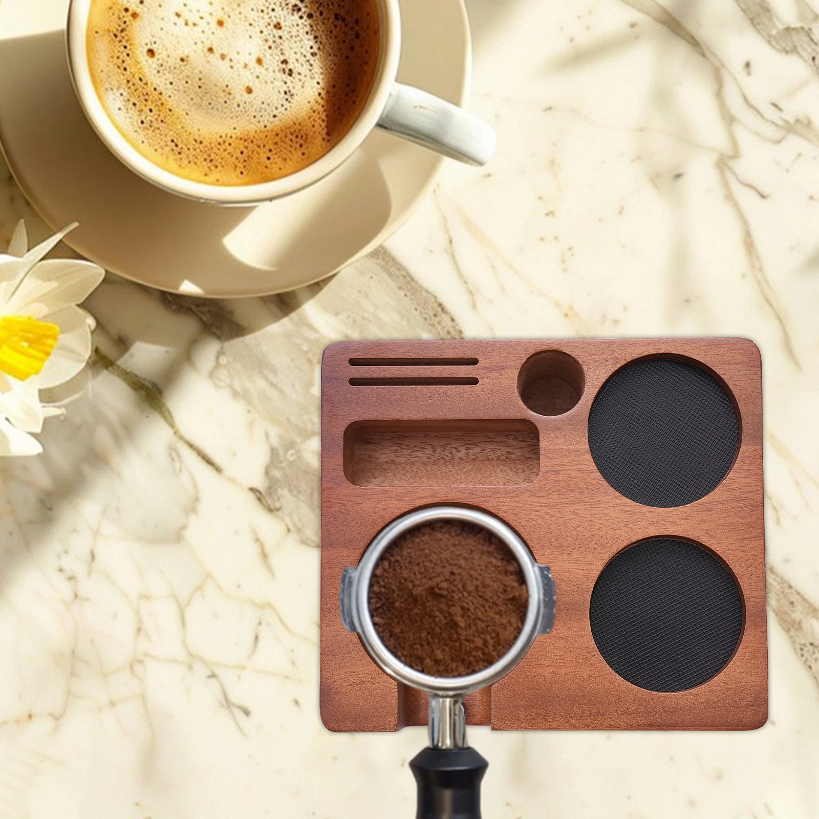 Espresso-Tampfstation, 2,28 Zoll kompatibel, rutschfest, für Zuhause und Café, mit Silikonpad und verstellbarer Mutter – Detail 5