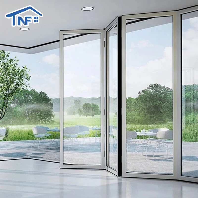 Modern Design House Build Aluminum Foldable Doors Double Triple Tempered Glass Bi-folding Doors