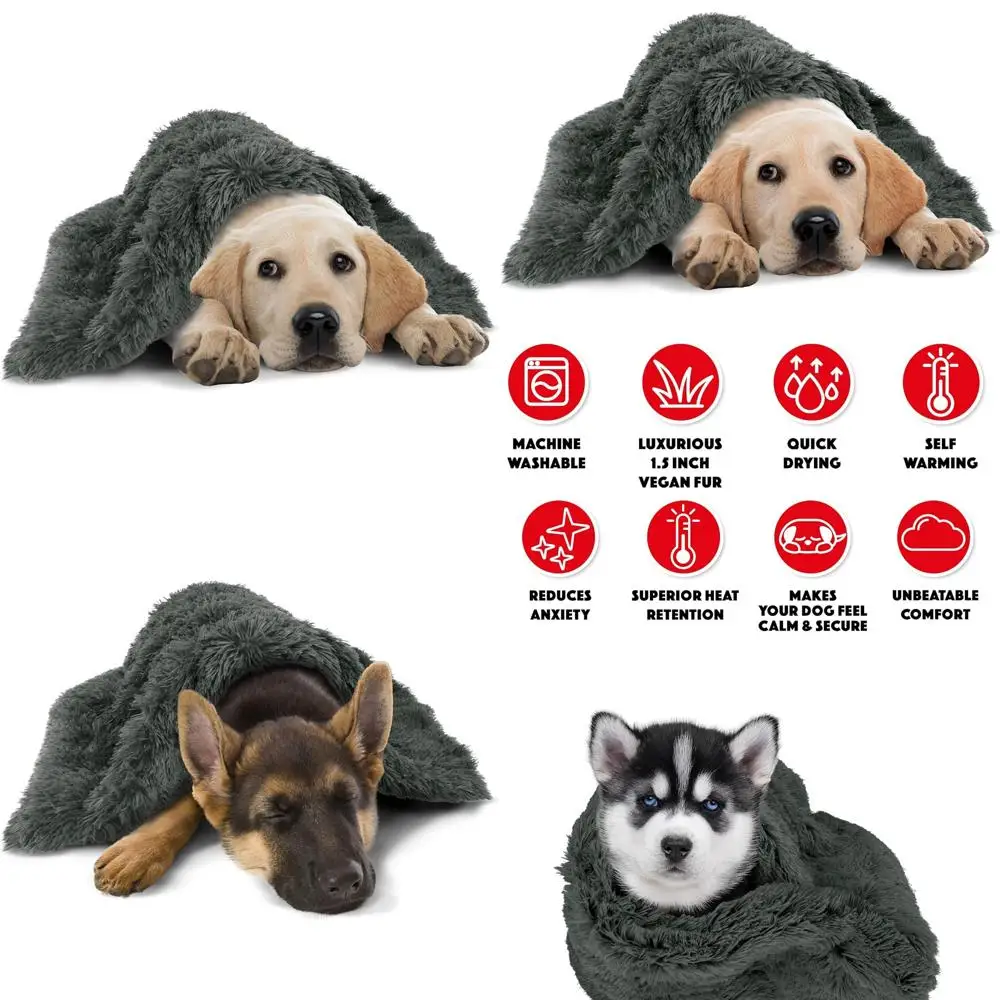 The Dog's Sound Sleep Donut Dog Snuggler, Large, Calming, Anti-Anxiety Blanket, Dark Grey