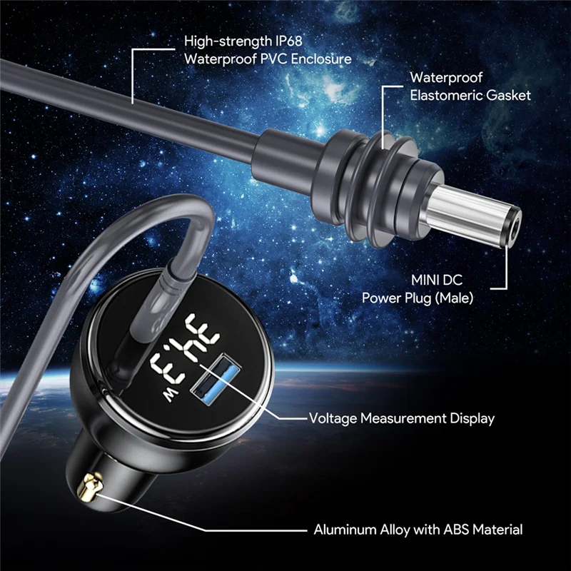 Автомобильное зарядное устройство Smart-For Starlink Mini 100 Вт 2-в-1 с 3-метровым кабелем Type-C к постоянному току, светодиодный экран, вставка отверстия прикуривателя