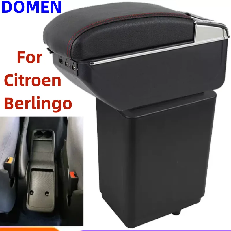 

For Citroen Berlingo Armrest Retrofit parts For Peugeot Partner tepee Car Armrest Storage box car accessories Charging USB LED