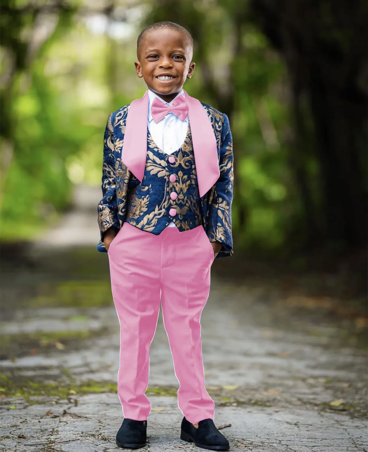 Boys Costume 3 Pieces Suit Children Wedding Suit For Boys Floral Blazer Kids Prom Suits Formal Clothes Boy\'s Evening Dresses