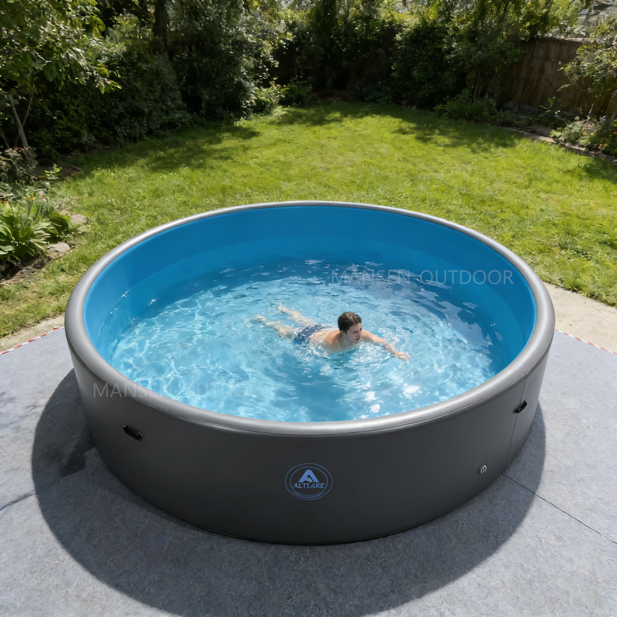 Round Inflatable Drop Stitch Pool Durable DWF Above Ground Swimming Pool For Family Backyard Summer Use