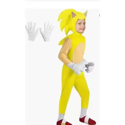 Super Sonic Kid Sonic Performance Costume Halloween Costume Hedgehog Blue Sonic Costume*w*1