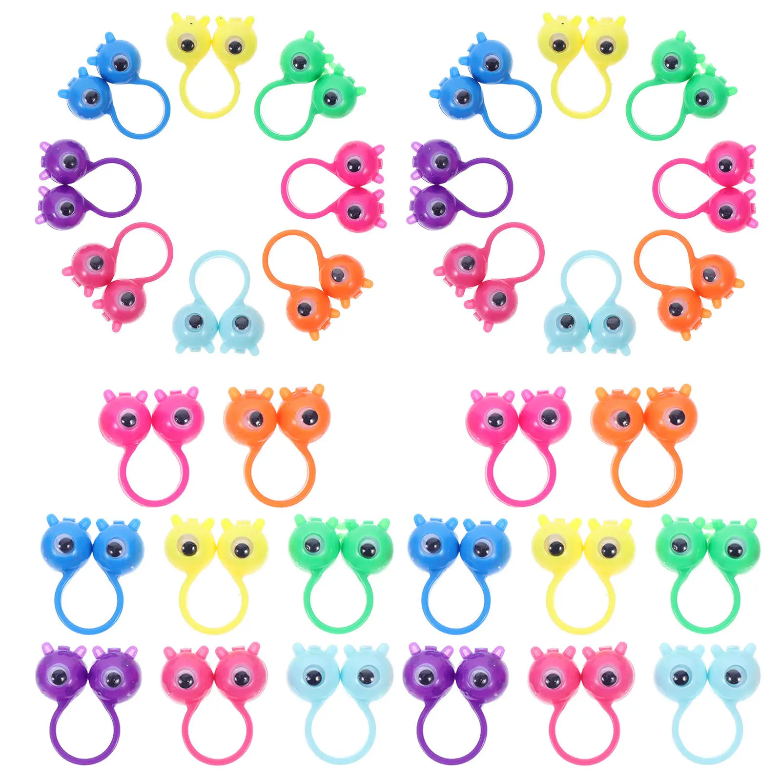 

50 шт. кукольных глазок-кольцев для игр, регулируемые, для детских праздников, поощрений в классе, на день рождения, Рождество, для развлечений