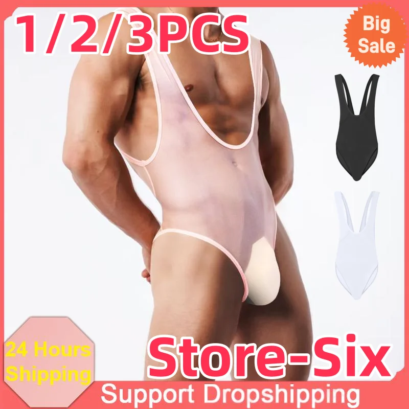 

1/2/3 PCS Men's Fitness Faja Para Hombre Breathable Shirt Sleeveless Thin Rompers Underwear Skinny Sexy Male Bodysuits AD7421