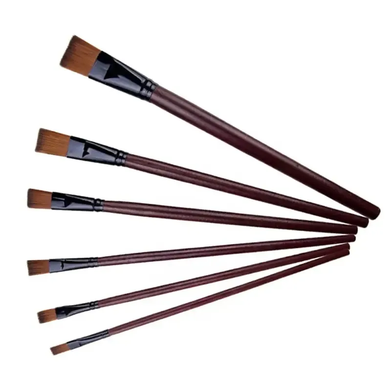 6pcs Professional Nylon Artist Brushes - Set for Acrylic, Oil & Watercolor Painting