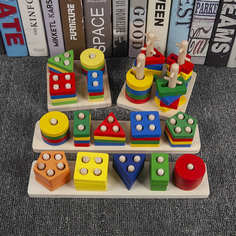 Montessori Plugging Toy Color Sorting Stacking Blocks Edukacyjny prezent dla malucha Interaktywna gra edukacyjna dla dzieci