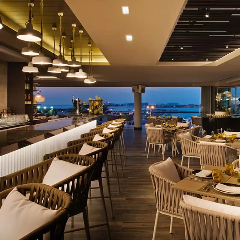 الشمال الروطان الظهر كرسي طويل الساق سبائك الألومنيوم في الهواء الطلق عالية القدم كرسي طويل الساق التصميم الحديث تابوريتي ألتو صالون الأثاث #4