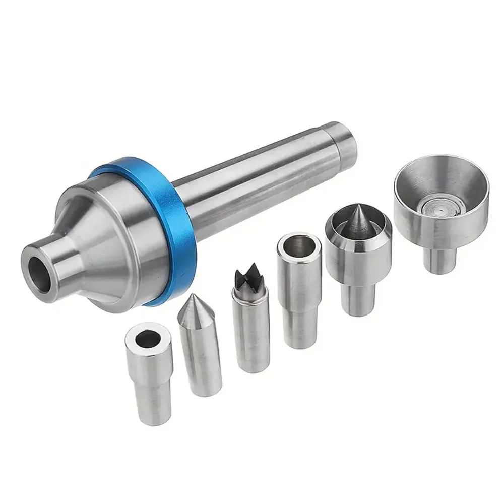 High Precision MT2 Woodworking Live Center with 6 Interchangeable Points for Woodturning and Wood Lathes