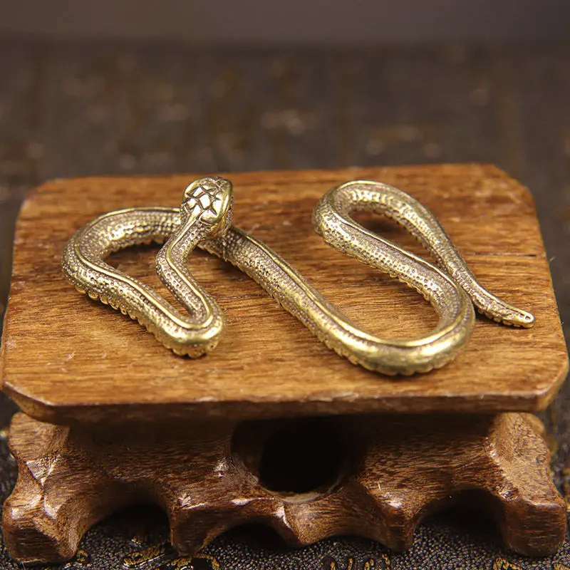 Copper Brass Mini Snake Antique Bronze Decor Figurines for Interior Decoration Desktop Ornament Pure Copper Miniatures Statue