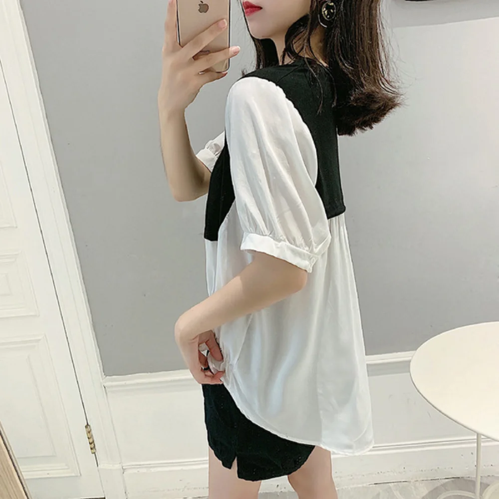 Summer Maternity Tops Women Pregnancy Short Sleeve T-Shirts Casual Tees for Pregnant Elegant Ladies Folds Top Women Clothes