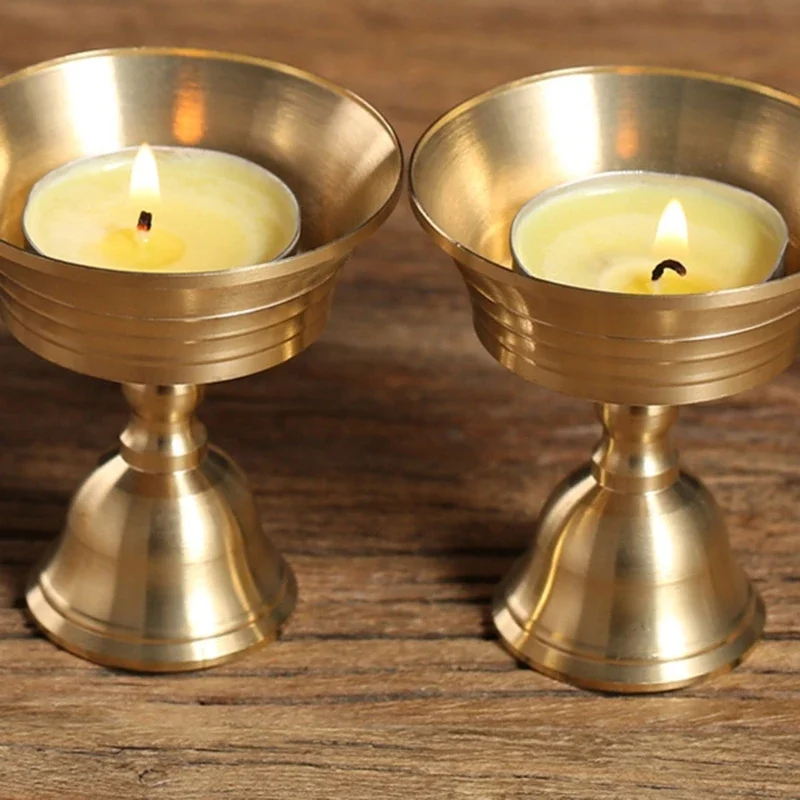 Tibetano budista fornece templos queimadores petróleo ghee lâmpada manteiga lâmpada lâmpada bronze tealight holder