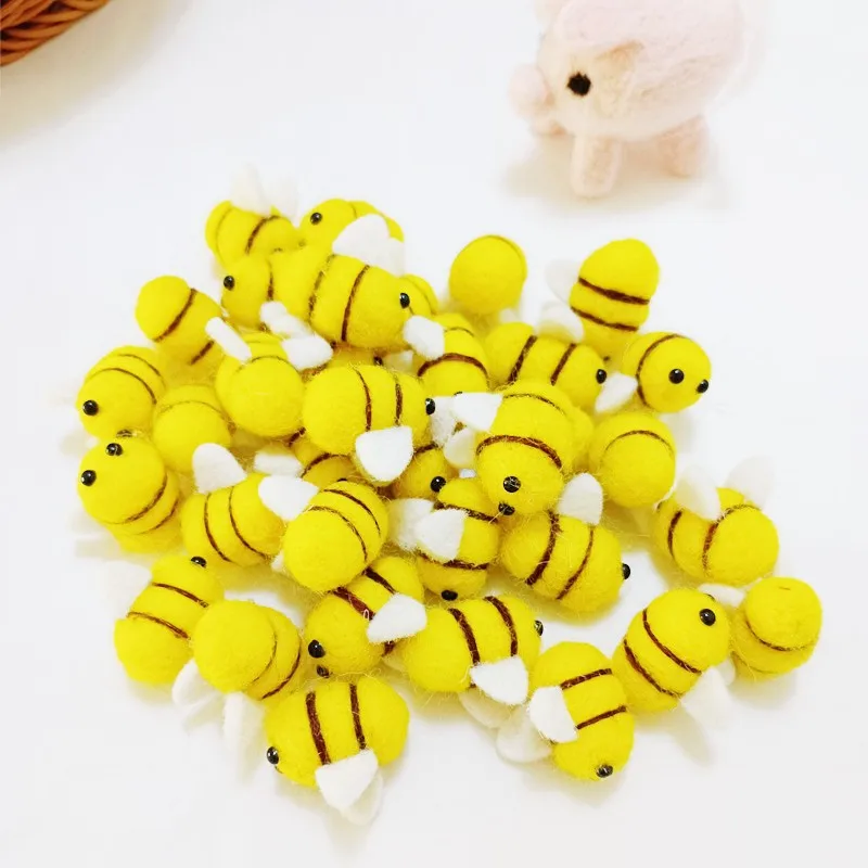 5-50pcs 20*25mm Yellow Bee Pompom Hair Ball Polyester Child DIY Handmade Material Hat Clothing Headdress Wedding Party Supplies