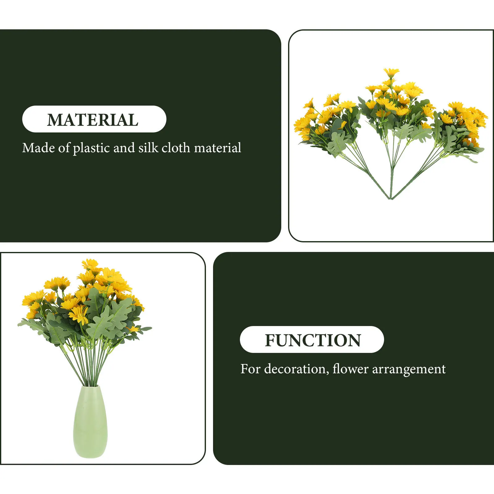 

3Pcs Artificial Daisy Bouquet Delicate Household Supply Creative Flower Arrangement Natural Atmosphere Decor Home Fake Flower