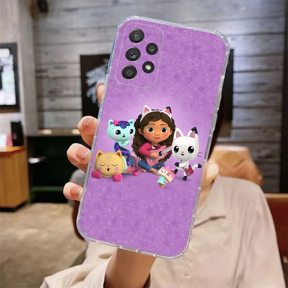 Capa de telefone fofa g-gabbys d-doll para samsung galaxy a71,70,52,51,40,31,a50,30s,21s,note20ultra capa transparente