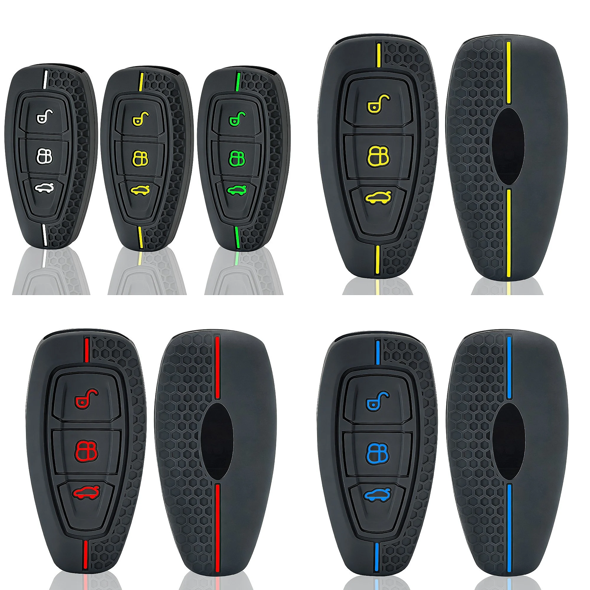 Car Key Fob Cover for Ford ST Line Fiesta Focus Mondeo Ecosport Kuga Edge Escape Sport Racing Style Silicone Auto Key Shell