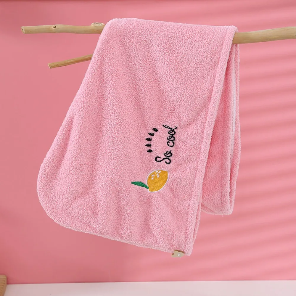 

Super Absorbent Quickly Dry Hair Hat Soft Embroidery Style Girls Cute Hair Towel Thickened Coral Fleece Hair Dry Wrap Bonnets