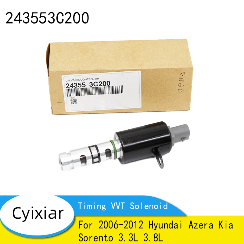 24355-3C200 243553C200 Right Variable Valve Timing VVT Solenoid For 2006-2012 Hyundai Azera Kia Sorento 3.3L 3.8L Auto Parts