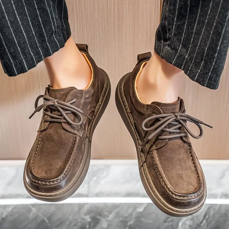 2026 Luxury Brand Sports And Leisure Shoe Mens Hard-Wearing Walking Jogging Shoe Genuine Leather Soft Bottom Travel Shoe Sport
