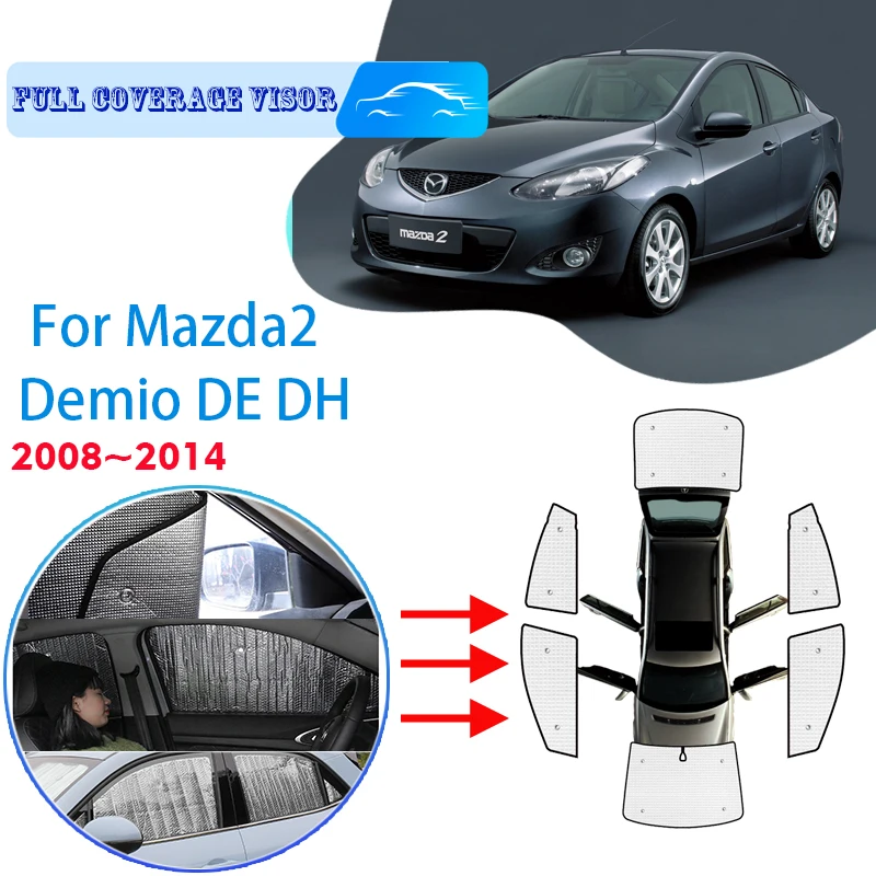 

Car Full Coverages Sunshades For Mazda2 Demio DE DH 2008~2014 Sedan Anti-UV Sunscreen Window Sunshade Accessories 2009 2010 2011