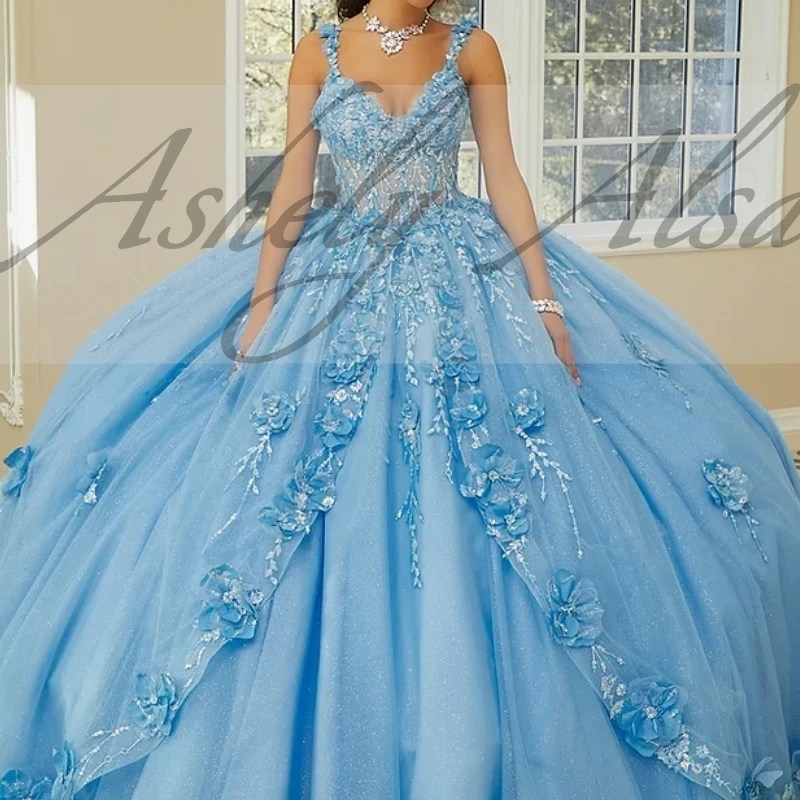 AA218 Customized Mexican Women Prom Dresses Ballgown Floral Bow Sweet 14 15 Girl Quinceanera vestidos de fiestas elegantes mujer