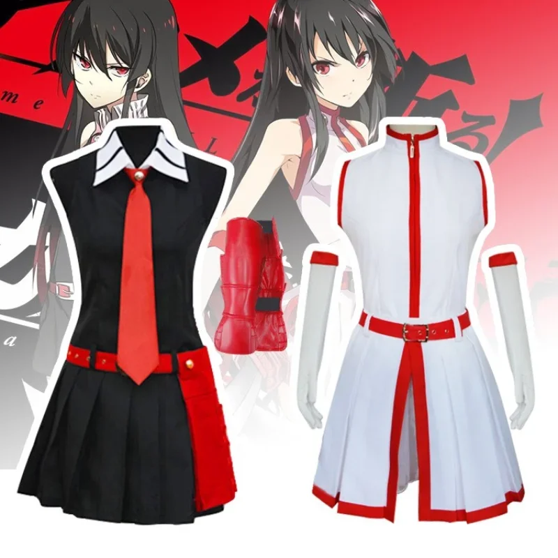 Akame Ga TÖTEN! Akame Kurome Cosplay Kostüm Erwachsene Weibliche Halloween Karneval Party Cosplay Kostüm Ärmellose Uniform Rock Set P