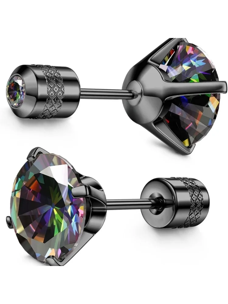 Hypoallergene G23 Implantatqualität Titan Schraubverschluss-Ohrringe 20G für Empfindliche Haut mit 5A Kubikzirkonia Piercing-Ohrstecker Schmuck