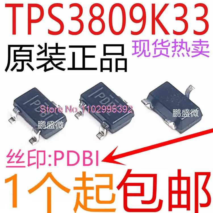 10PCS/LOT    TPS3809K33DBVR SOT-23 3-Pin Original, in stock. Power IC