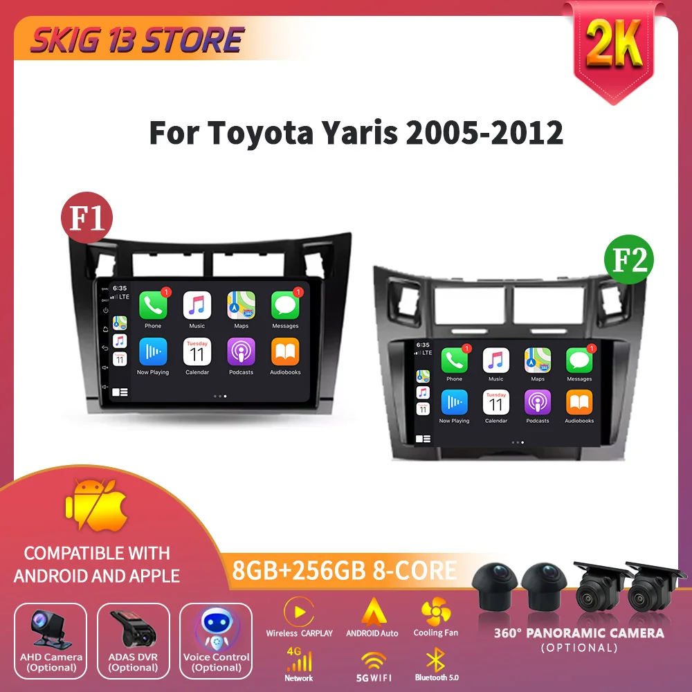 

Android 14 For Toyota Yaris 2005 - 2012 Car Radio Navigation 4G GPS Multimedia Wireless Apple Carplay Stereo 2 Din Screen