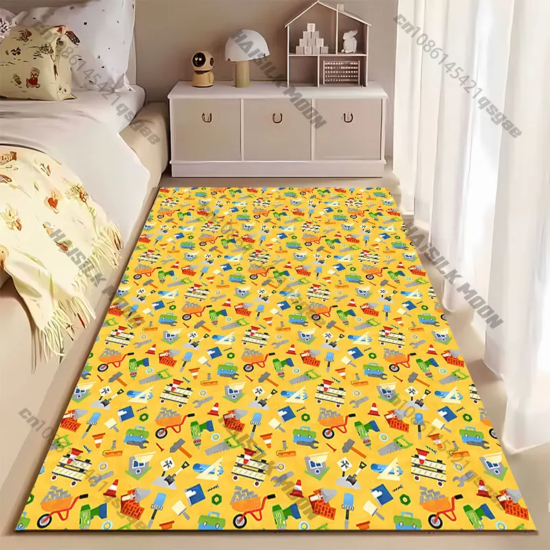 Construction tools pattern background carpet Yoga living room room decor children's crawling mat doormat area rug