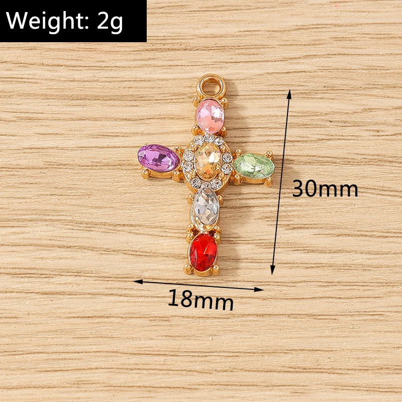 Tusember 5 Stück 18*30mm CZ Strass Kristall Kreuz Charms Anhänger für Schmuckherstellung Ohrringe Halskette Kruzifix ﻿ Zubehör – Detail 1