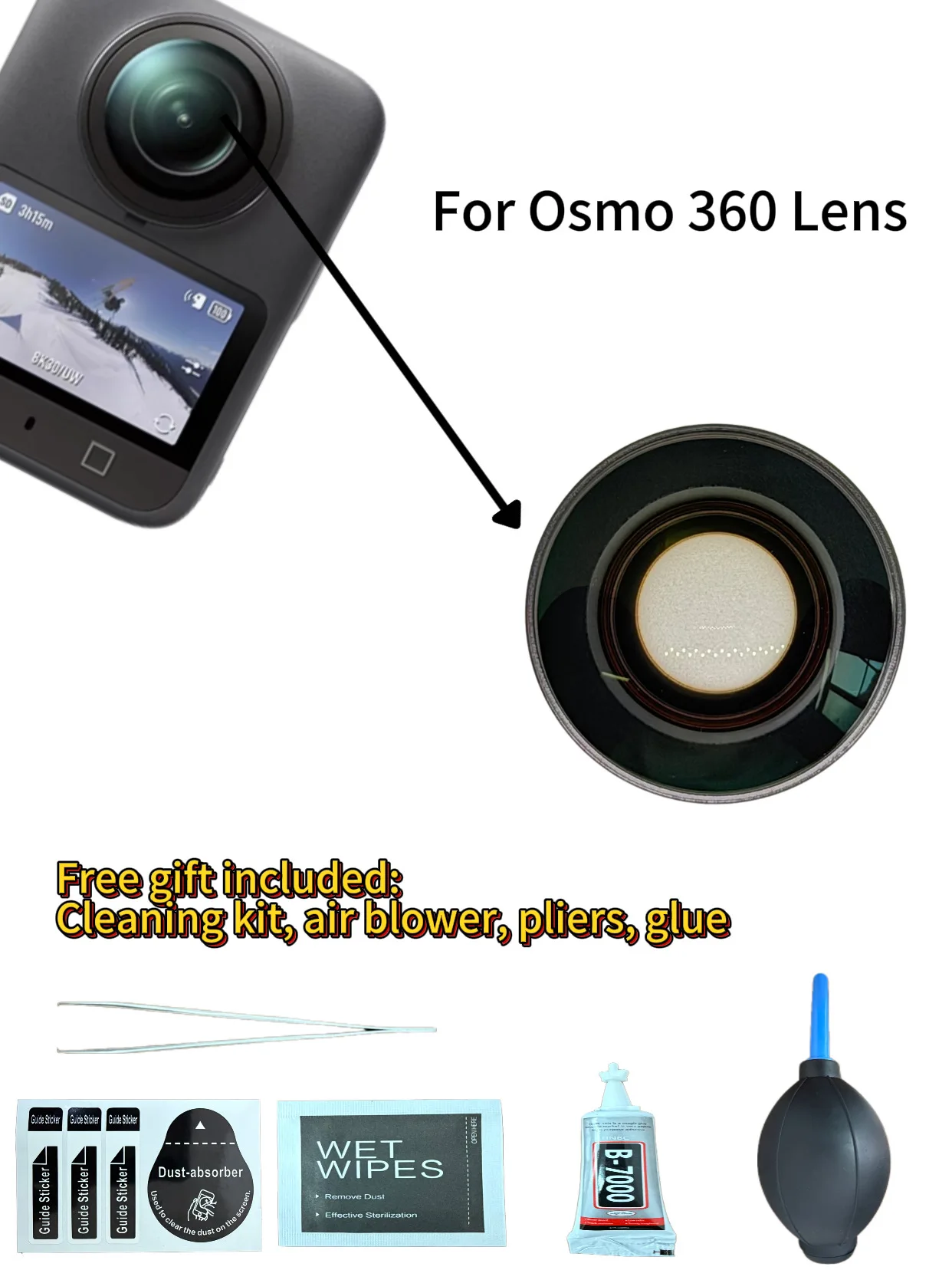 insta360-dji-osmo360用レンズガラス交換修理部品