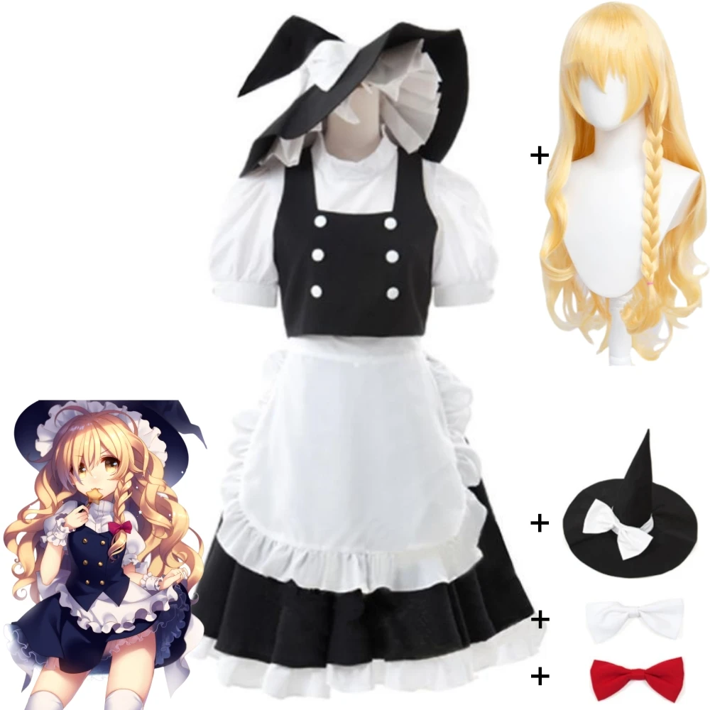 

Game Kirisame Marisa Touhou Project，Project Shrine Maiden Cosplay Costume Wig Anime Gensokyo Magician Maid Uniform Halloween Set