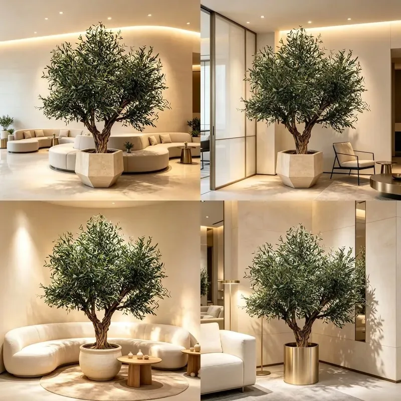 Customized giant high-quality artificial olive tree with antique thick trunk artificial olive tree for interior landscape