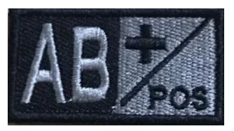 Black White Blood Types Embroidery Patch A+ B- O Positive Negative Blood Sign Hook&loop Label Stickers for Military Uniforms DIY