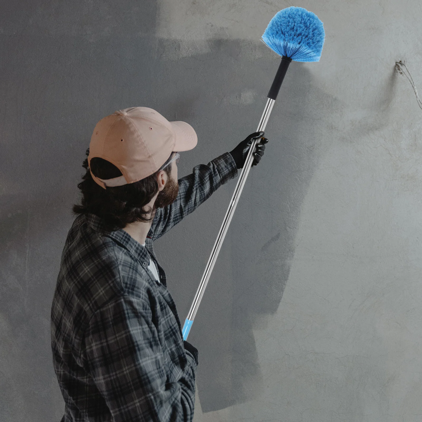 

Ceiling Cobweb Duster Head Round Brush for High Areas Dust Spider Web Removal Gutter Fan Window Indoor Outdoor Cleaning Tool