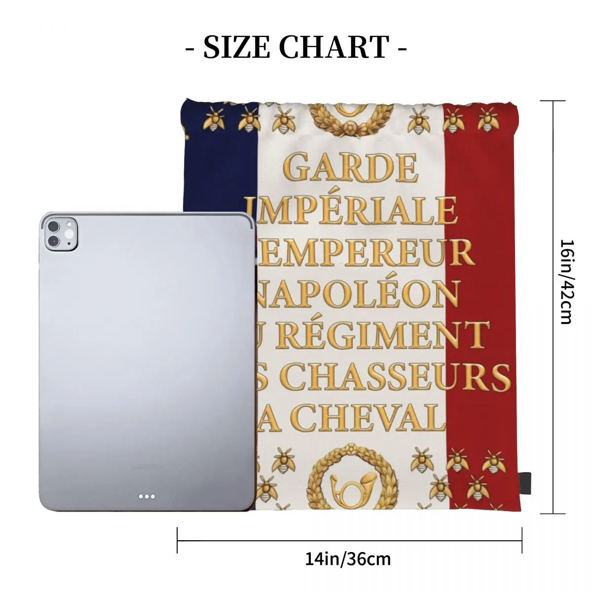 Napoleonic French Flag Of The Chasseurs A Cheval De La Garde Backpacks Drawstring Bags Sundries Bag Book Bags For Travel Student