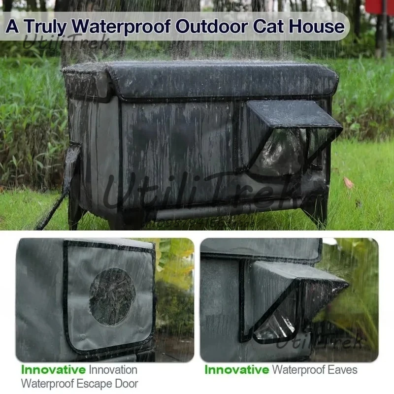 

Outdoor cat house weatherproof, insulated, with escape door and magnetic closure, suitable for all seasons without heating pad