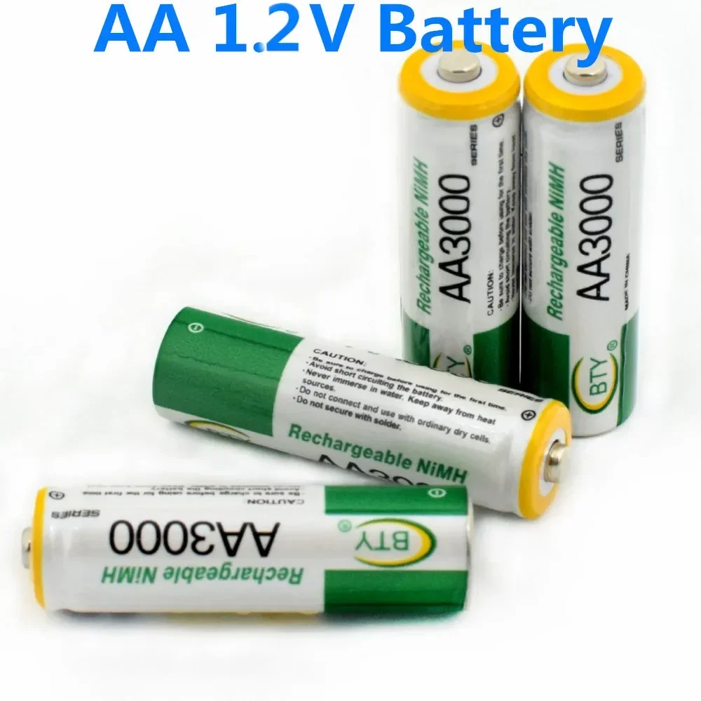 Batería Recargable Pre-chargée 1.2V AA 3000mAh NI MH, Pour Jouets, Appareil Photo, Micrófono