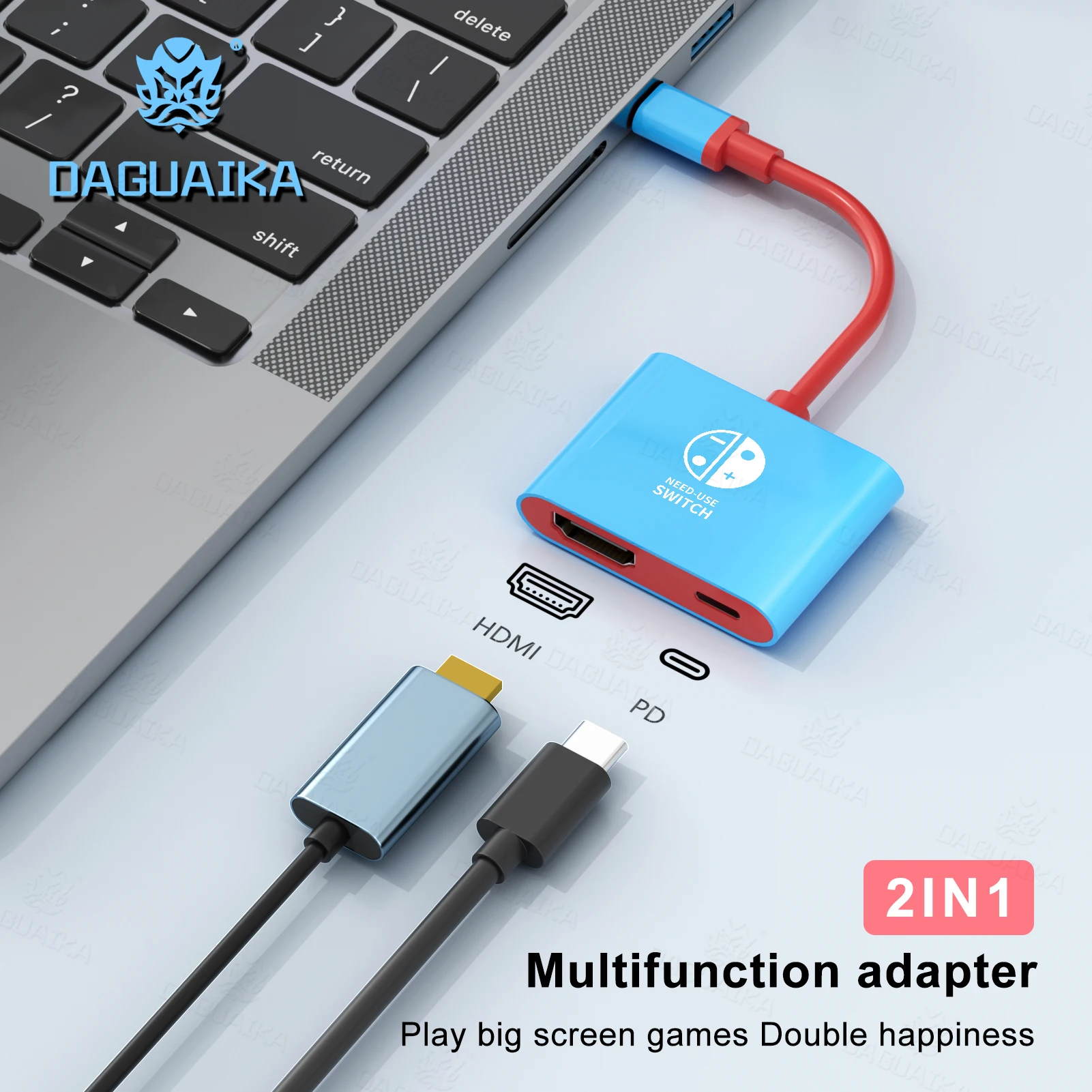 2 in 1 Hub For Switch Portable TV Dock Charging Docking Station with HDMI and USB Replacement Base Dock for Nintendo Switch OLED