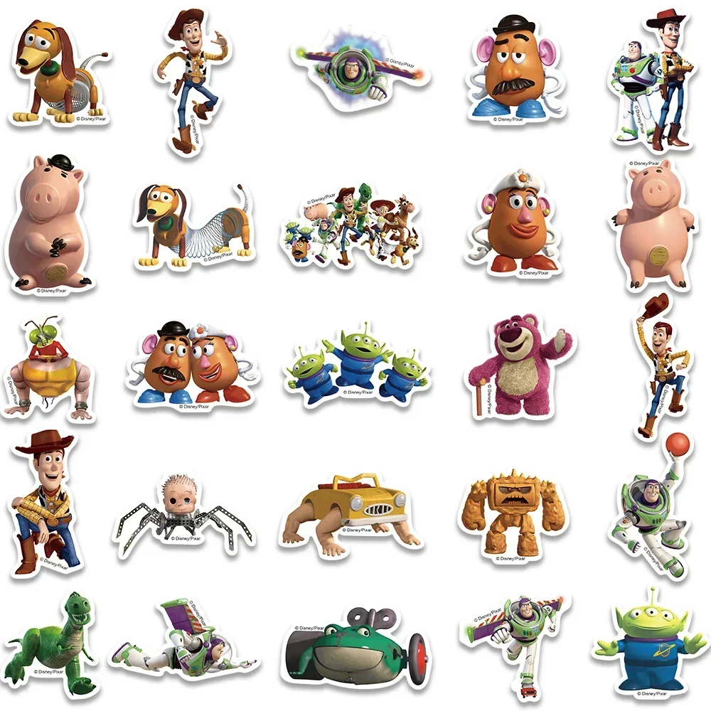 50pcs Disney 3D Toy Story Buzz Lightyear Alien Stickers Cartoon Cute Graffiti Decals For Kids Laptop Luggage Diary Sticker