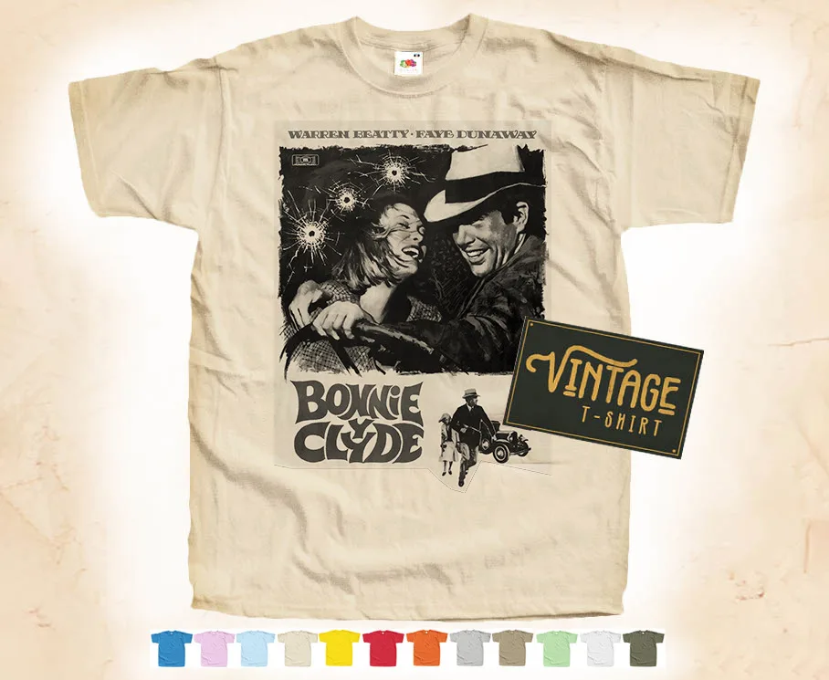 

BLACK Print: Bonnie and Clyde T shirt Natural VINTAGE Poster Cotton S-5XL