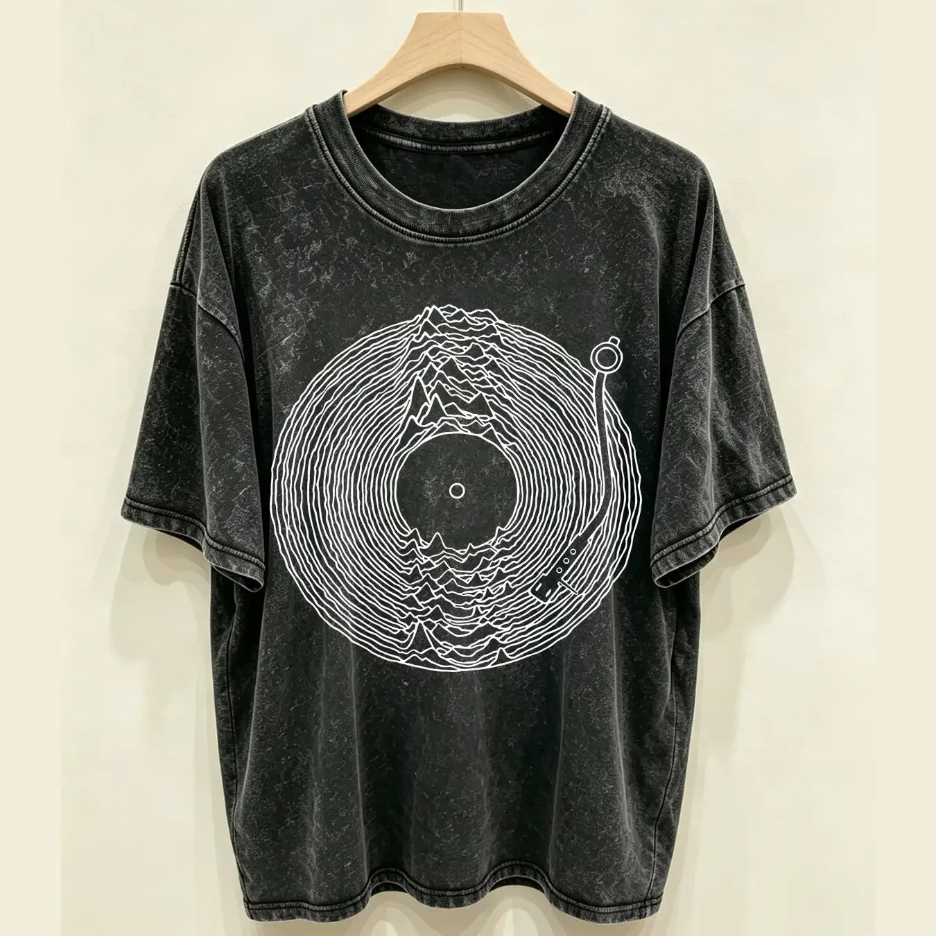 washed T Shirt TURNTABLE PLEASURES TECHNICS SEISMIC WAVE JOY DIVISION VINYL RECORD long or short sleeves vintage Washed Casual