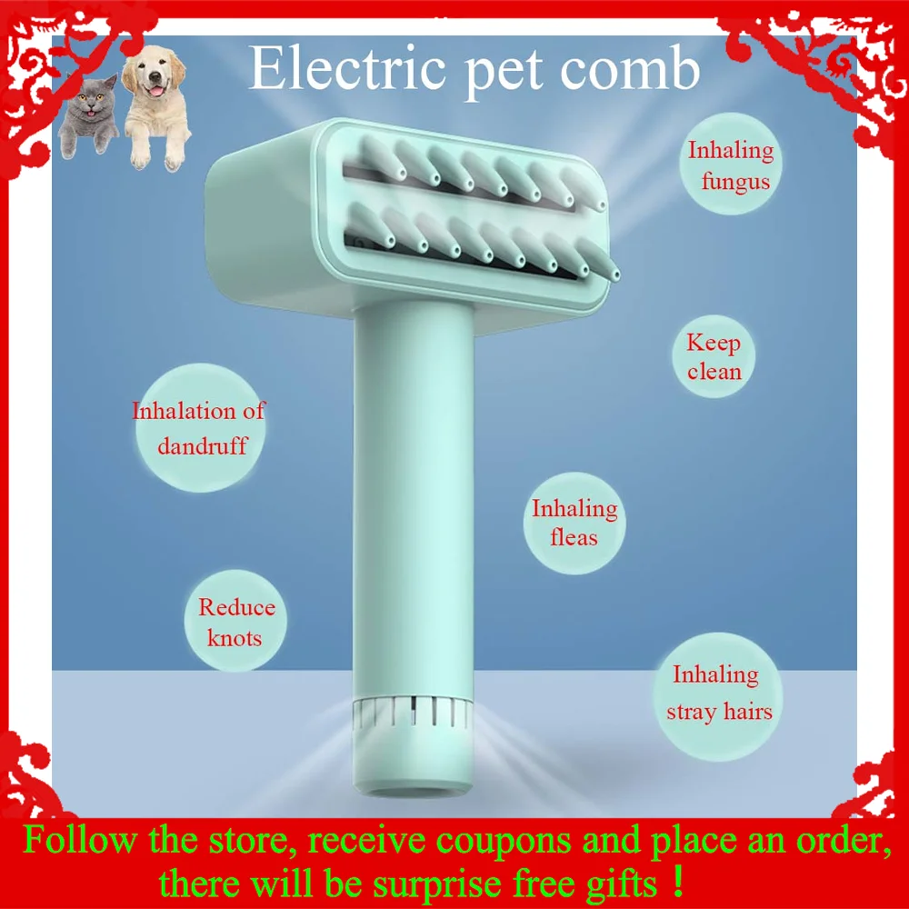 

Electric Pet Comb with USB Wireless Charging Base Dog Hair Brush Cat Comb Grooming Multi-functional Cleaning and Care Brush