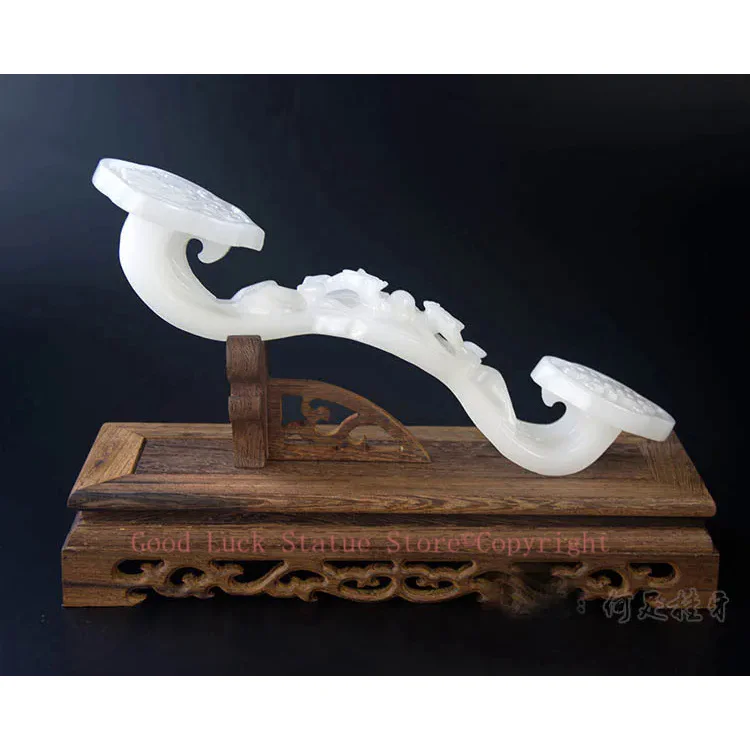 TOP GOOD office home Mascot efficacious Talisman Money Drawing Fortune WHITE JADE RUYI FENG SHUI Sculpture statue