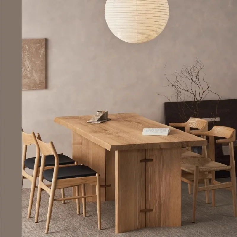 

Wabi sand wind ash wood dining table work household log desk tea Nordic simple negotiation