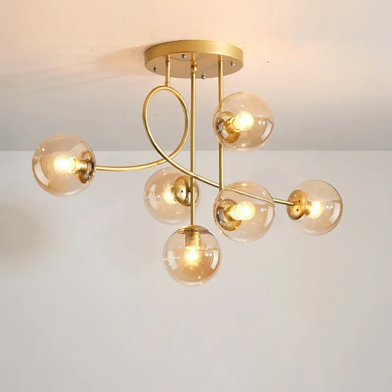 

Nordic Modern Minimalist Magic Bean Glass Ceiling Lamps Creative Art Living Room Bedroom Golden Luxury Led Chandelier Home Decor